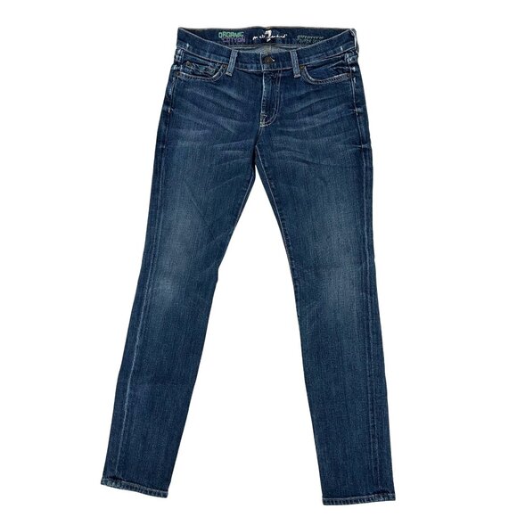 7 For All Mankind Denim - 7 for all Mankind Womens Blue Gwenevere Super Skinny 5 Pocket Jeans Size 27